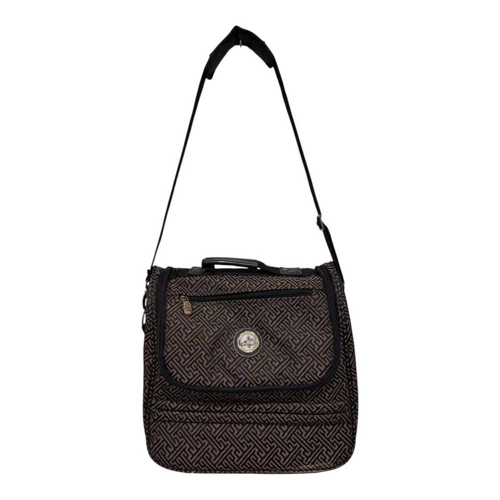 Baggallini Travel Bag Toiletry Organizer Jacquard Brown Black Strap Zipper Locks